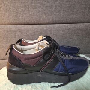 Lanvin BumpR nylon and leather low-top sneaker in blue 42 US 9